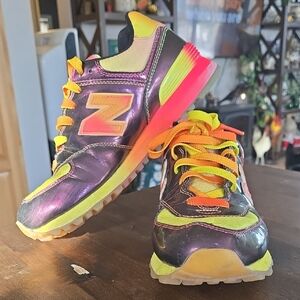 New Balance 574 Rainbow Running Shoes Rare Womens Size 8.5 Great Condition